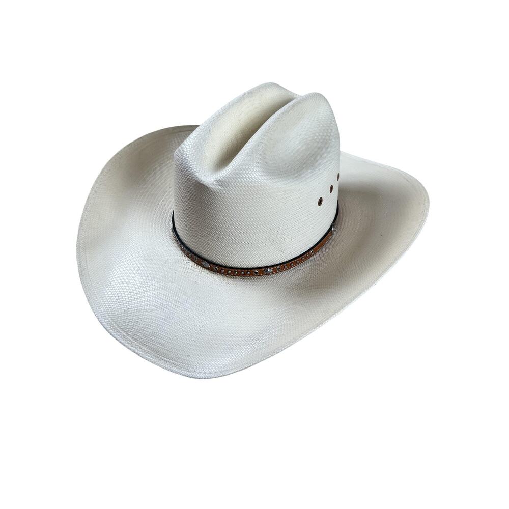 Resistol Western Straw Hat 7 56 Genuine Shantung Panama White 10X Cowboy